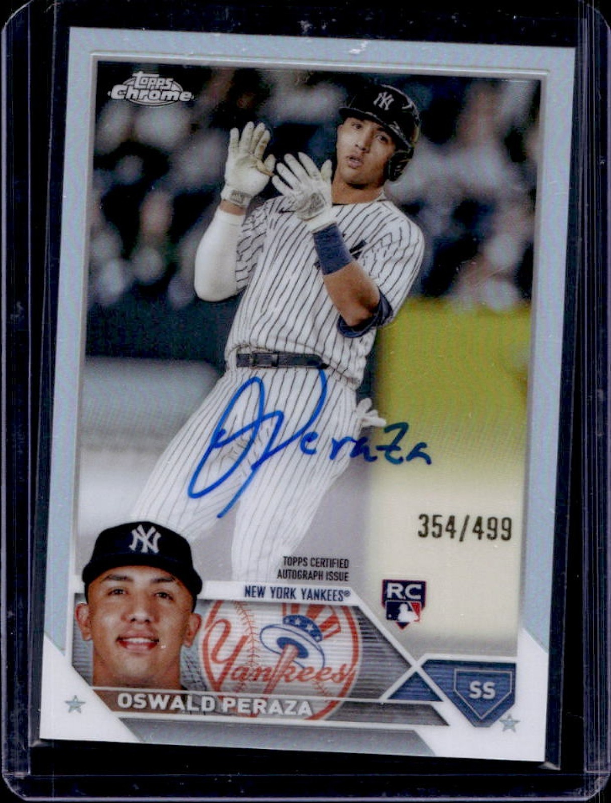 2023 Topps Chrome Oswald Peraza Auto RC Refractor #/499 Yankees Rookie