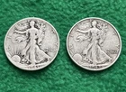 Walking Liberty Half Dollar lot of 2 - 1941-S & 1942-S - 90% Intrinsic Silver!