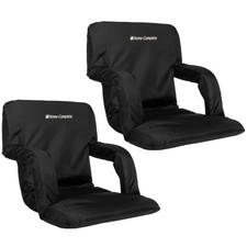 2-Pack of Premium Reclining Bleacher Chairs with Back and Cushion, Armrests, ...