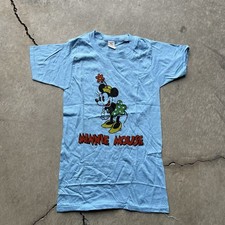 Vintage 70s Minnie Mouse T Shirt Womens Small Blue Disney Thin Flaws
