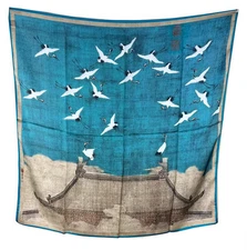 100% Silk 35" Large Square Scarf Women Shawl Wrap blue brown coffee beige MY226