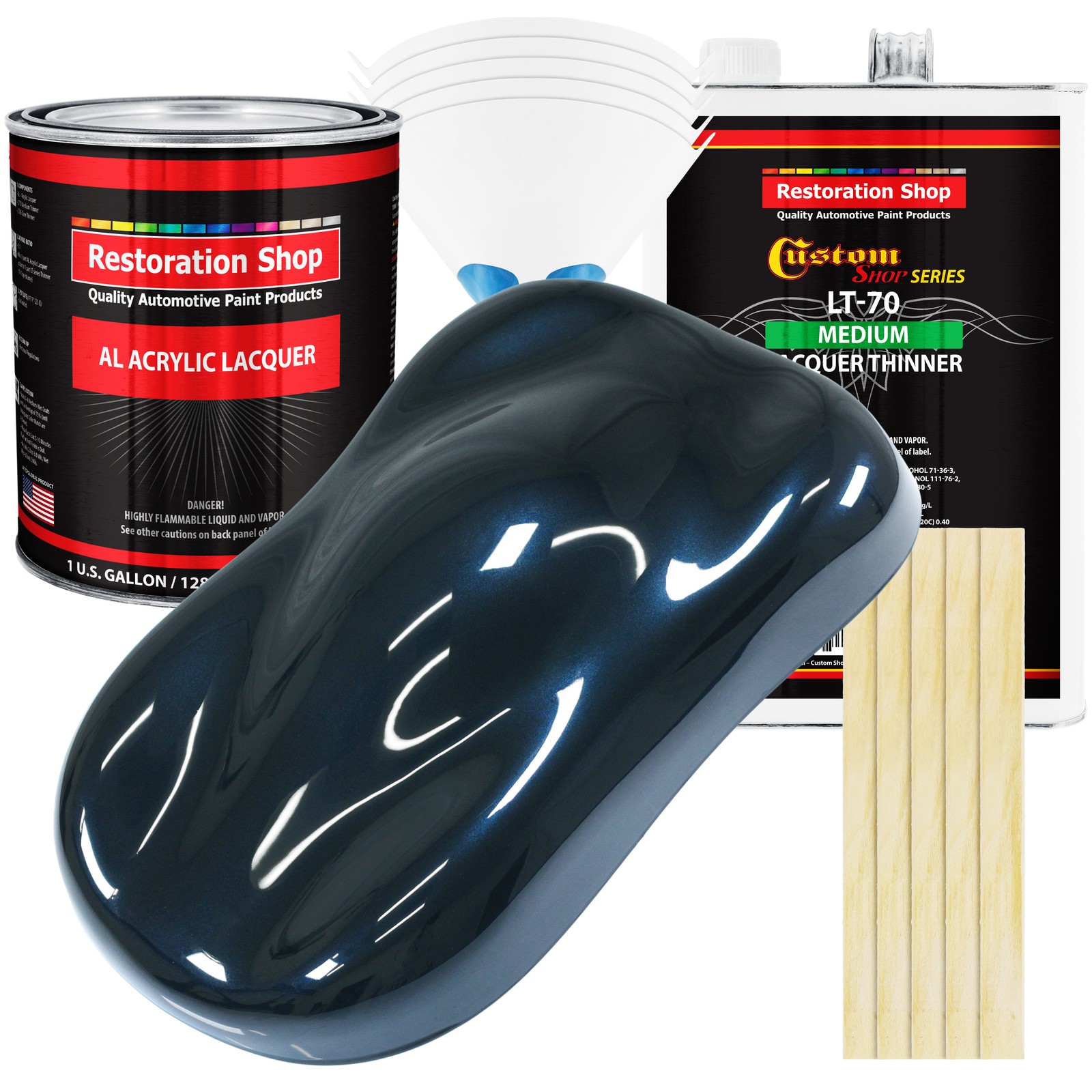 Midnight Blue Pearl Acrylic Lacquer Gallon Auto Paint Kit with Medium Thinner  