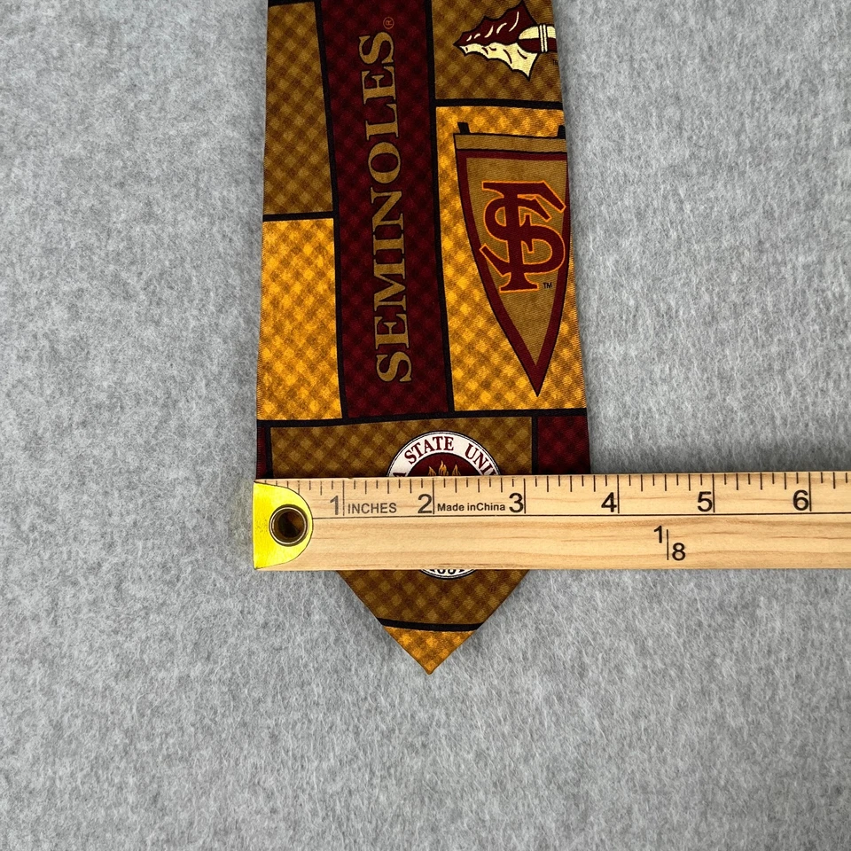 Corbata de golf Florida State Seminoles granate logotipo estampado por todas partes seda Foto 4 de 4