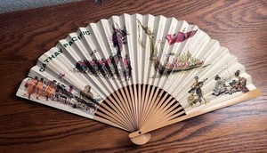 1960s Cathay Pacific Airline Folding Fan MCM Travel Dragon Boat Art
