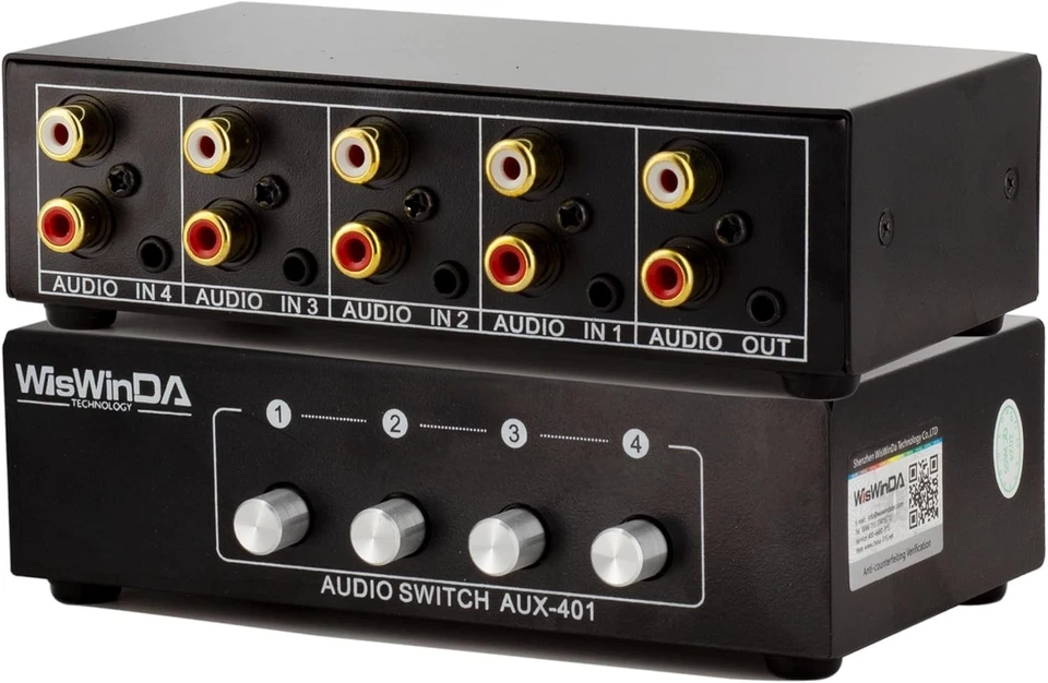 4-in-1 RCA Audio Switch Box with Gold Connectors - Durable and Passive Selector - Image 3 of 4