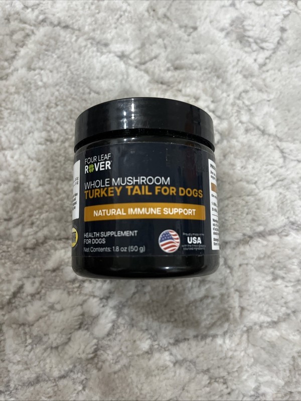 Four Leaf Rover Turkey Tail Mushroom for Dogs Organic Extract 60 Day Supply