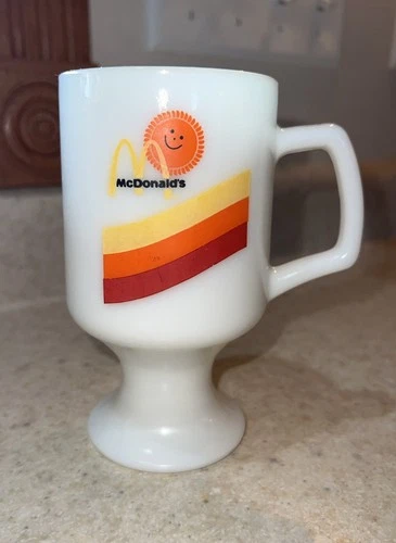 McDonald's Sunshine White Milk Glass Pedestal Mug Vintage Rare Manager swag