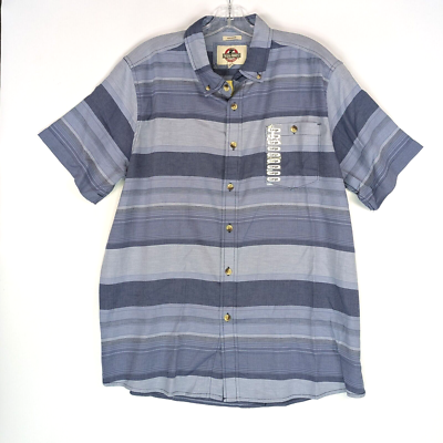 #ad NWT Mens Casual Button Down Shirt Size L Blue Stripe S S Fleet Farm Field Forest $10.99