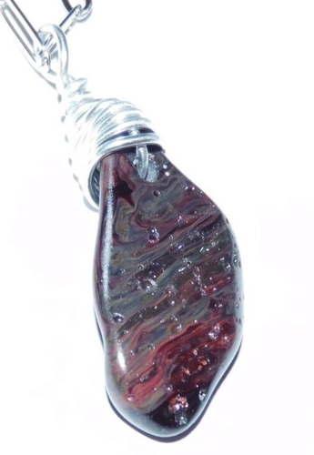 Artisan Made Necklace of Antique Slag Glass from Pittsburgh, PA - Picture 7 of 9