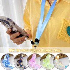 Laser PU Faux 5m Leather Strap Silicone Rope String Cord Gradient DIY Crafts