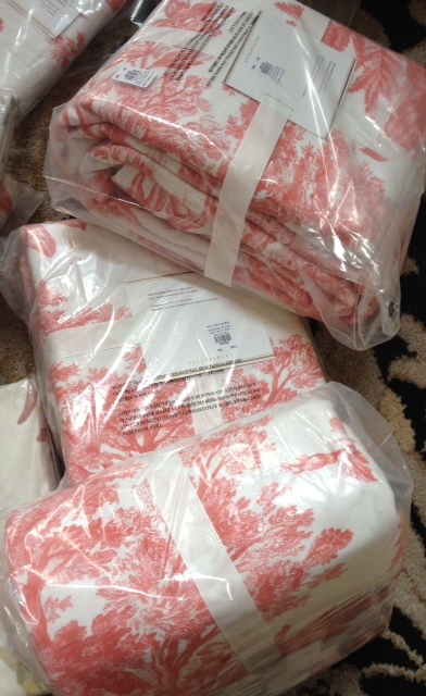 Pottery Barn Matine Toile Duvet Cover Desert Rose King Coral New