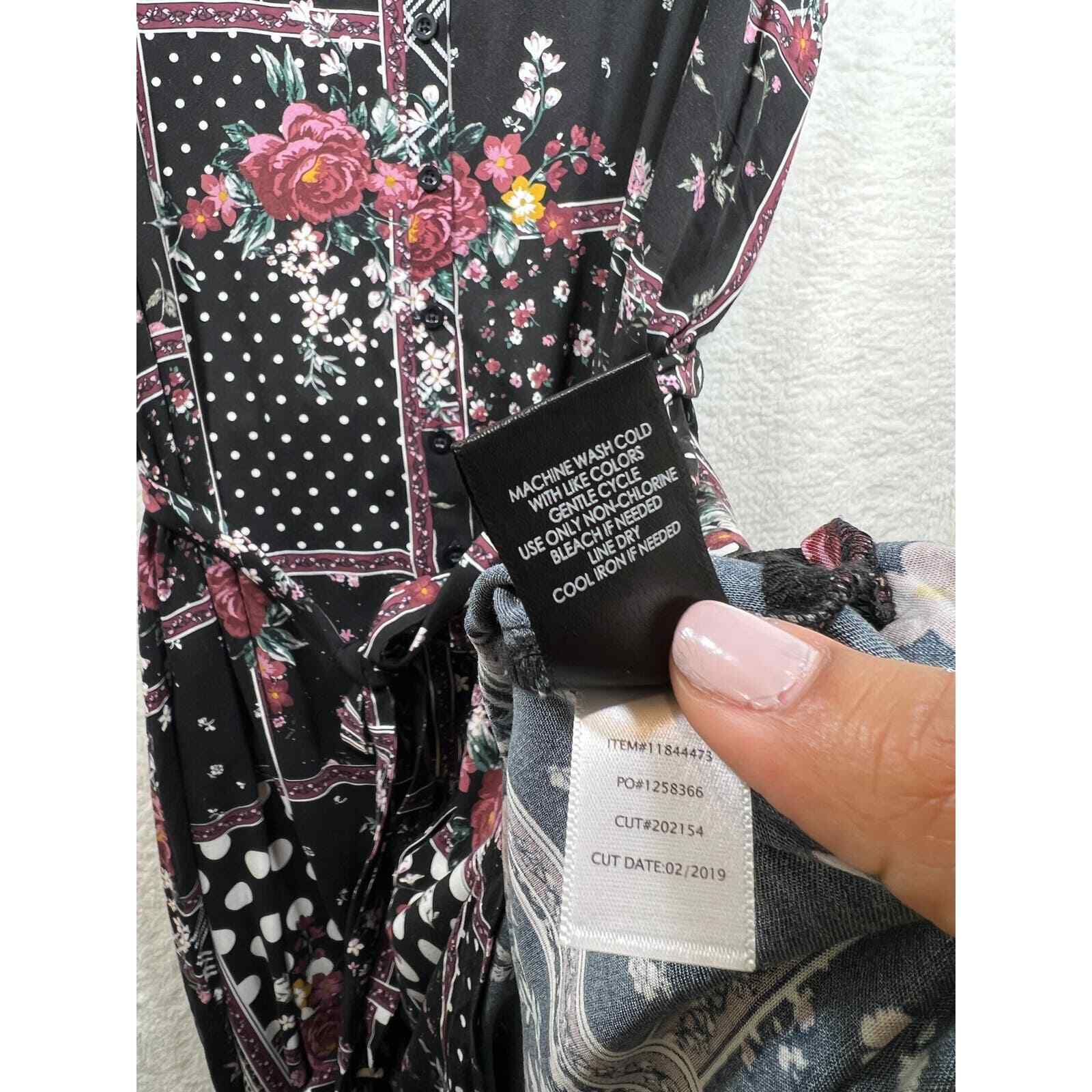 Torrid Black Rose Floral Print Tie Belt Maxi Chal… - image 14