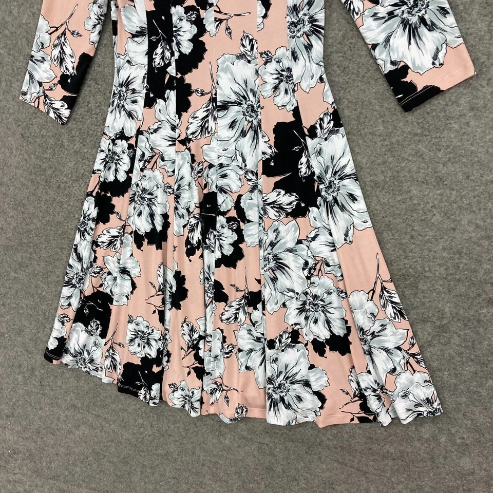 Vestido para mujer Nina Leonard talla S pequeño rosa floral línea A jersey elástico 13316 Foto 3 de 4