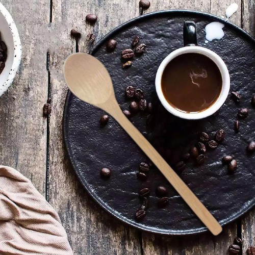 Long Handle Coffee Spoon Wooden Spoons for Cooking Honey Tea Mixing Q8V1 N8 Z5V5 - Picture 5 of 13