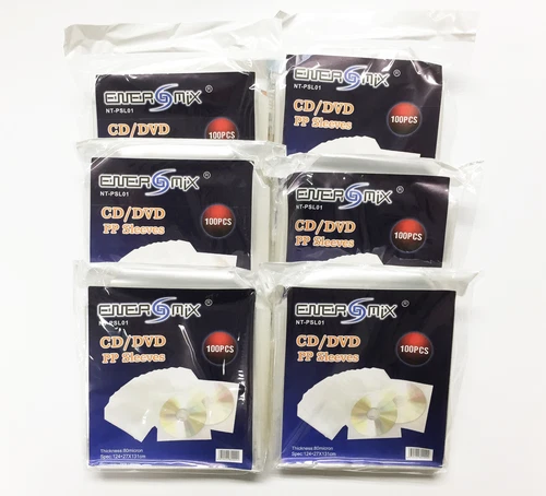100 200 500 CD Folienhüllen Nylon Plastik Sleeve mit Lasche Verschlusskappe 