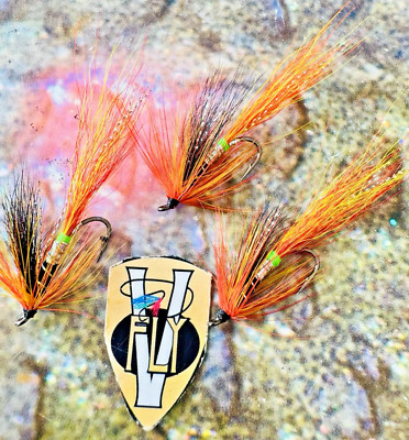 3 V Fly Size 8 Signature Ultimate  Green Tag Cascade Single Hook Salmon Flies