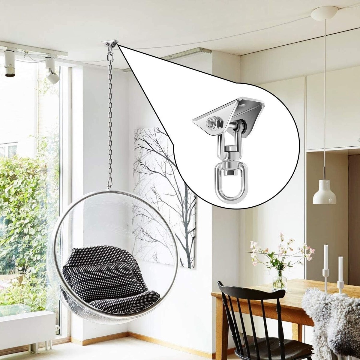 360° Hammock Chair Hanging Kit Ceiling Hook Hanging Chair Spring