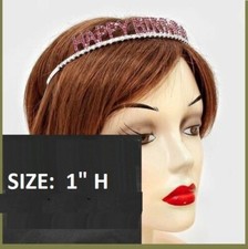 Happy Birthday Tiara Party Crown Headband Rhinestone Crystal Silver Pink