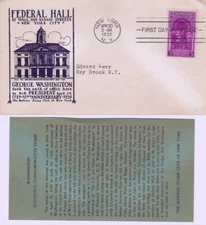 854 WASHINGTON'S INAUGURATION - Masonic SC of NY - green insert