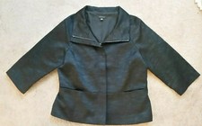 Women's Ann Taylor Full Zip 3/4 Sleeve Blazer Size 12 Black w/ Front Pockets