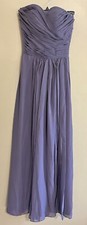 Formal Women’s Evening Gown Strapless Dress Gray Bridesmaid Pleated Sz Small