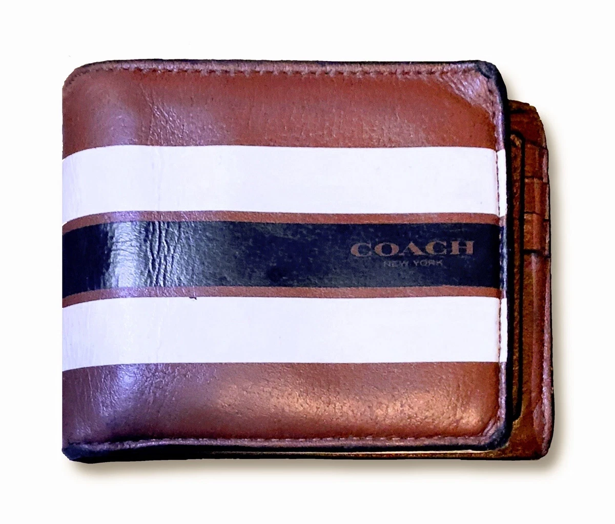 COACH F75399 Men's Compact ID Varsity Leather Bifold Wallet