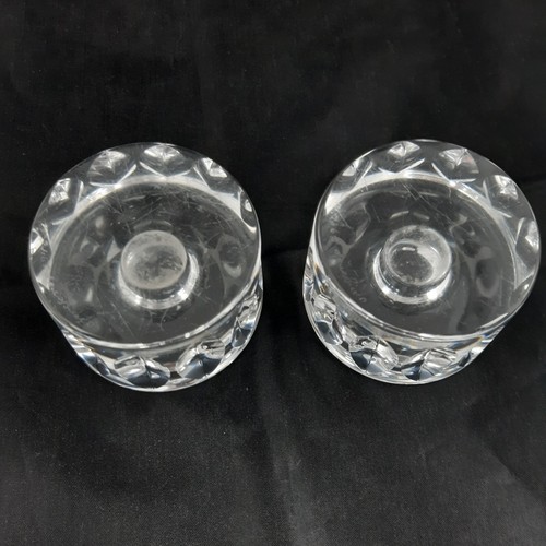 Vintage Pair of Orrefors Candle Holders Clear Glass Pair Signed Numbered 2 1/2" - Picture 3 of 11
