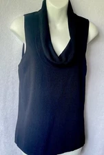 Madison Studio Black Sleeveless Cowl Neck Top Dressy Festival Evening SZ Large