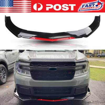 Glossy Canard Front Bumper Lip Spoiler Body Kit Didduser For Ford Maverick XLT