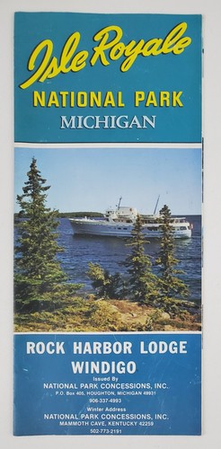 1982 Isle Royal Michigan National Park Rock Harbor Windigo Vtg Travel Brochure
