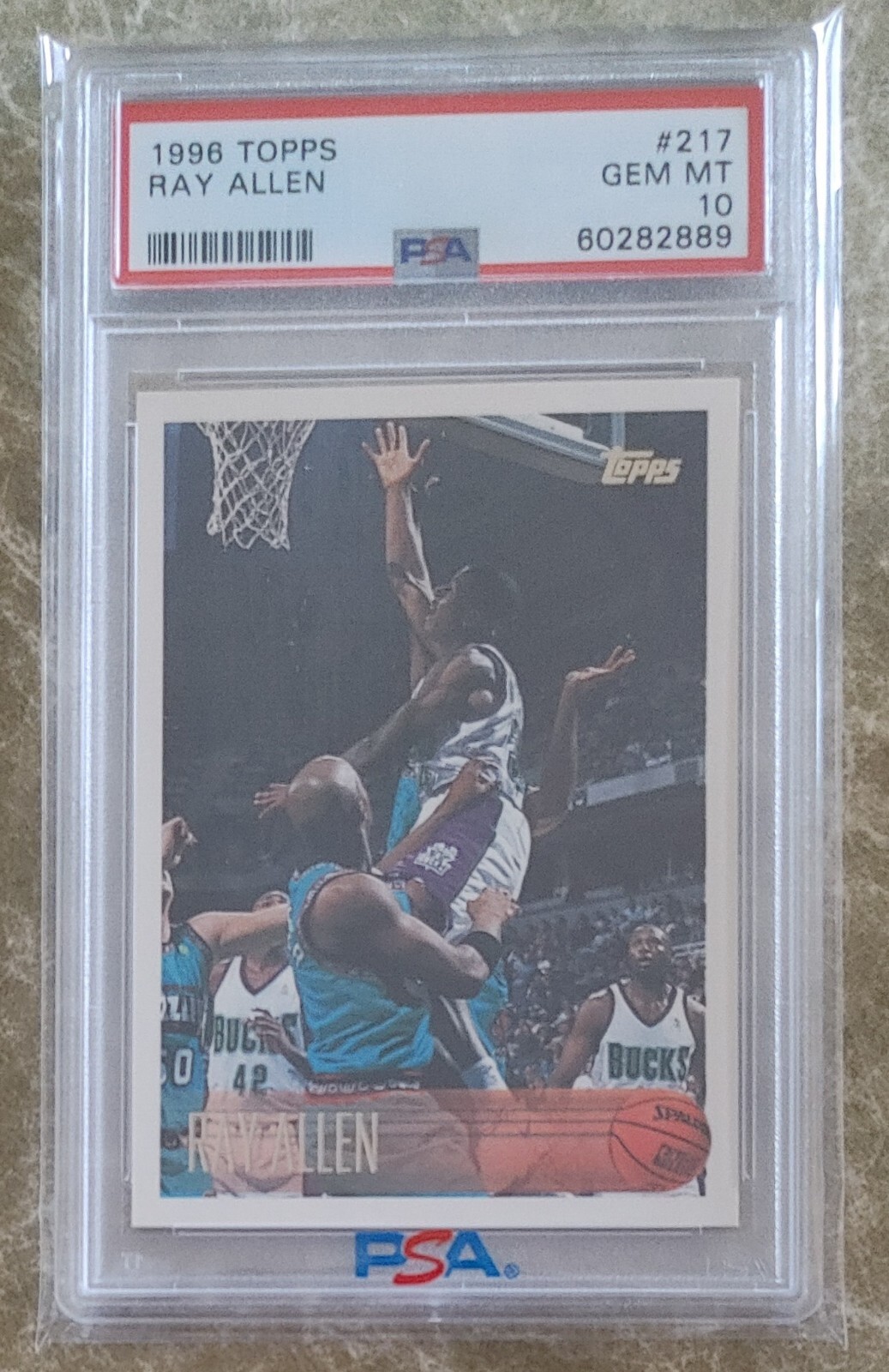 RAY ALLEN * 1996-97 TOPPS * GEM MINT * PSA 10 * ROOKIE CARD #217 * HOF *