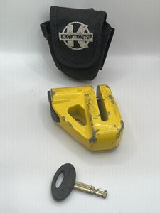 Kryptonite Motorcycle Disc Brake Lock Yellow With Key And Case