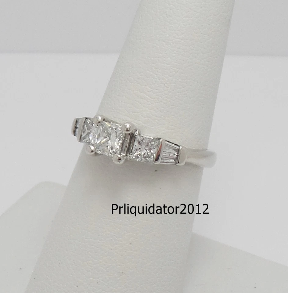 1CT Natural Princess Diamond Anniversary Engagement Wedding Ring 14K White Gold - Image 3 of 4