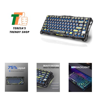 Mercury Mechanical Gaming Keyboard, 75% Gasket Hot Swappable Custom Keyboard,...