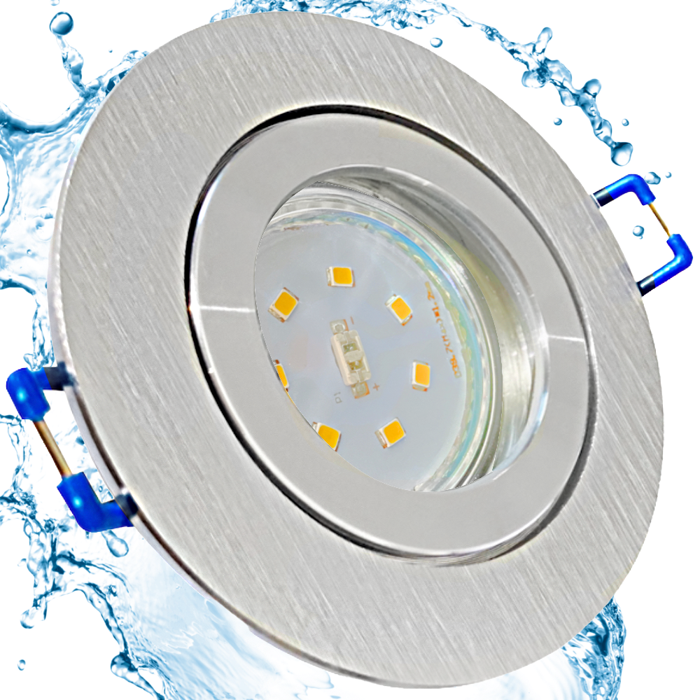 Flache LED Bad Einbauleuchte Aqua 230V 5W SMD Modul Dimmbar 400lm