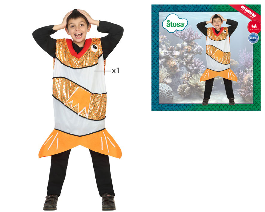 Costume pesce bambino vestito arancio pesciolino mare animale