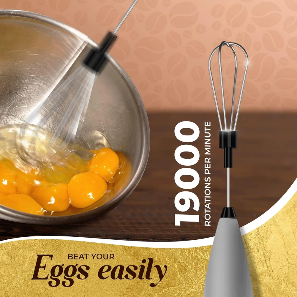 Milk Frother & Egg Beater - 2-In-1 Handheld Frother for Coffee & Egg Whisker - B Milk Frother & Egg Beater - 2-In-1 Handheld Frother for Coffee & Egg Whisker - B