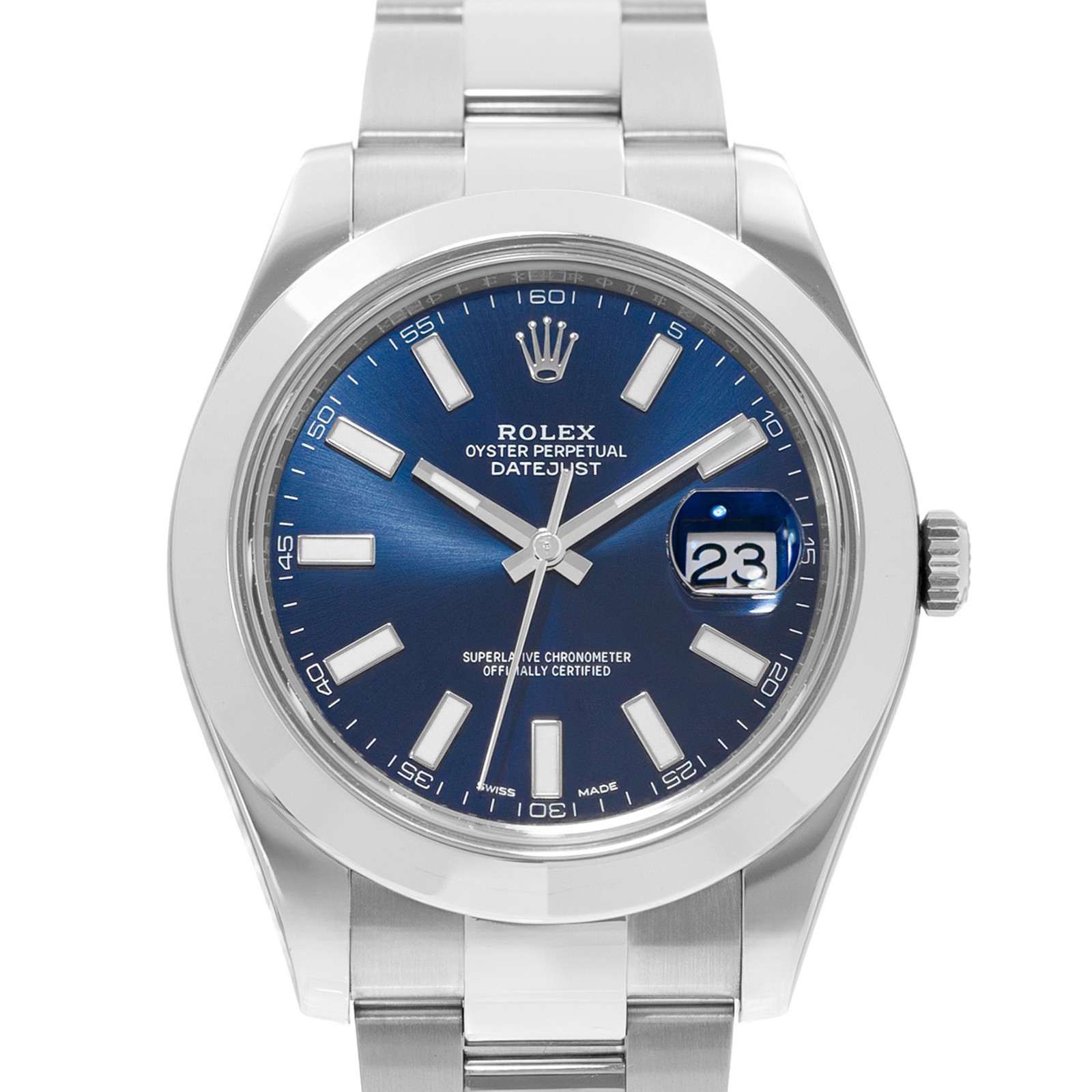 Rolex Datejust II 116300 41mm  Blue Index Smooth Steel Oyster Mens Watch 2017