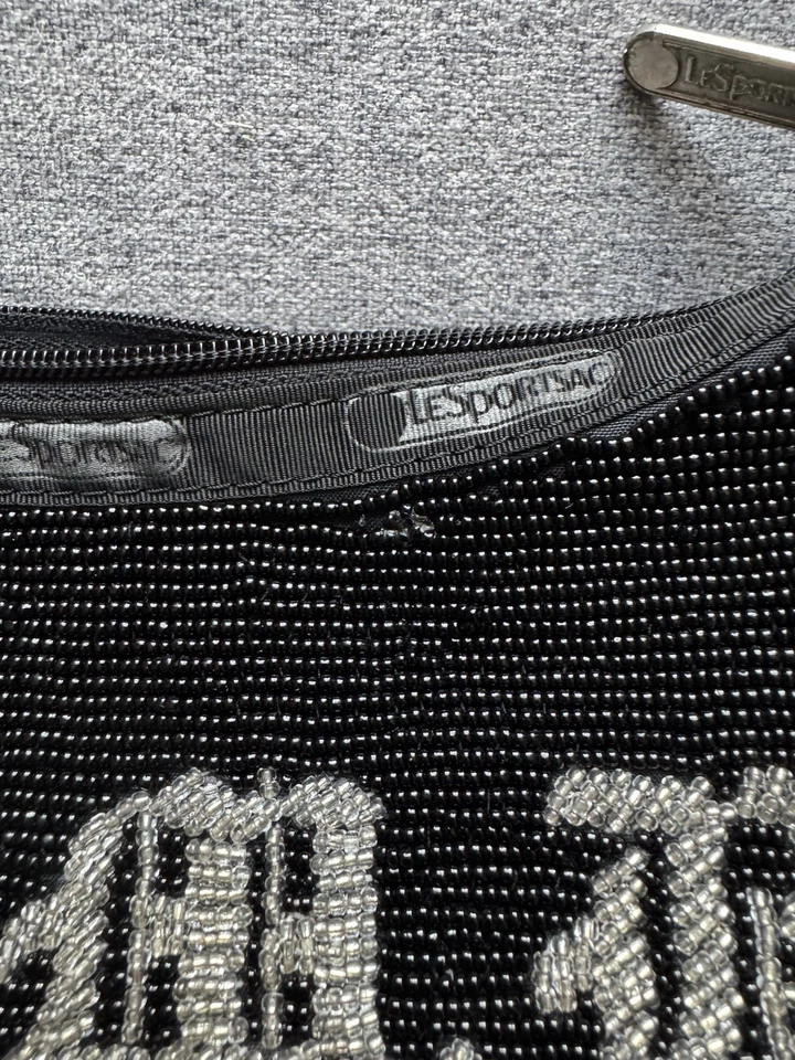 非常罕见的 Gwen Stefani LAMB lesportsac 串珠袋黑色和银色 — 第 2/4 张图片