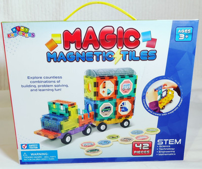 STEM Learning-Magic Magnetic, 42 Pc Tiles,  Ages 3+, Kids Building Toy NEW