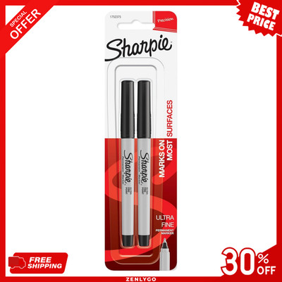 SHARPIE 37161PP Permanent Markers, Ultra Fine Point, Black, 2 Count