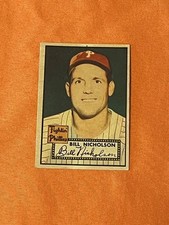 1952 Topps #185 GRAY BACK Bill Nicholson Canadian Baseball Card *CgC605*