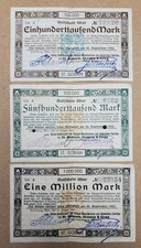 Lot of 3: Germany 1923 100,000 / 5000,000 / Eine Million Mark