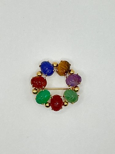 Victorian Era, Austria,  Basello/ Barbara- 1" Scarab Brooch, 14K- free shipping