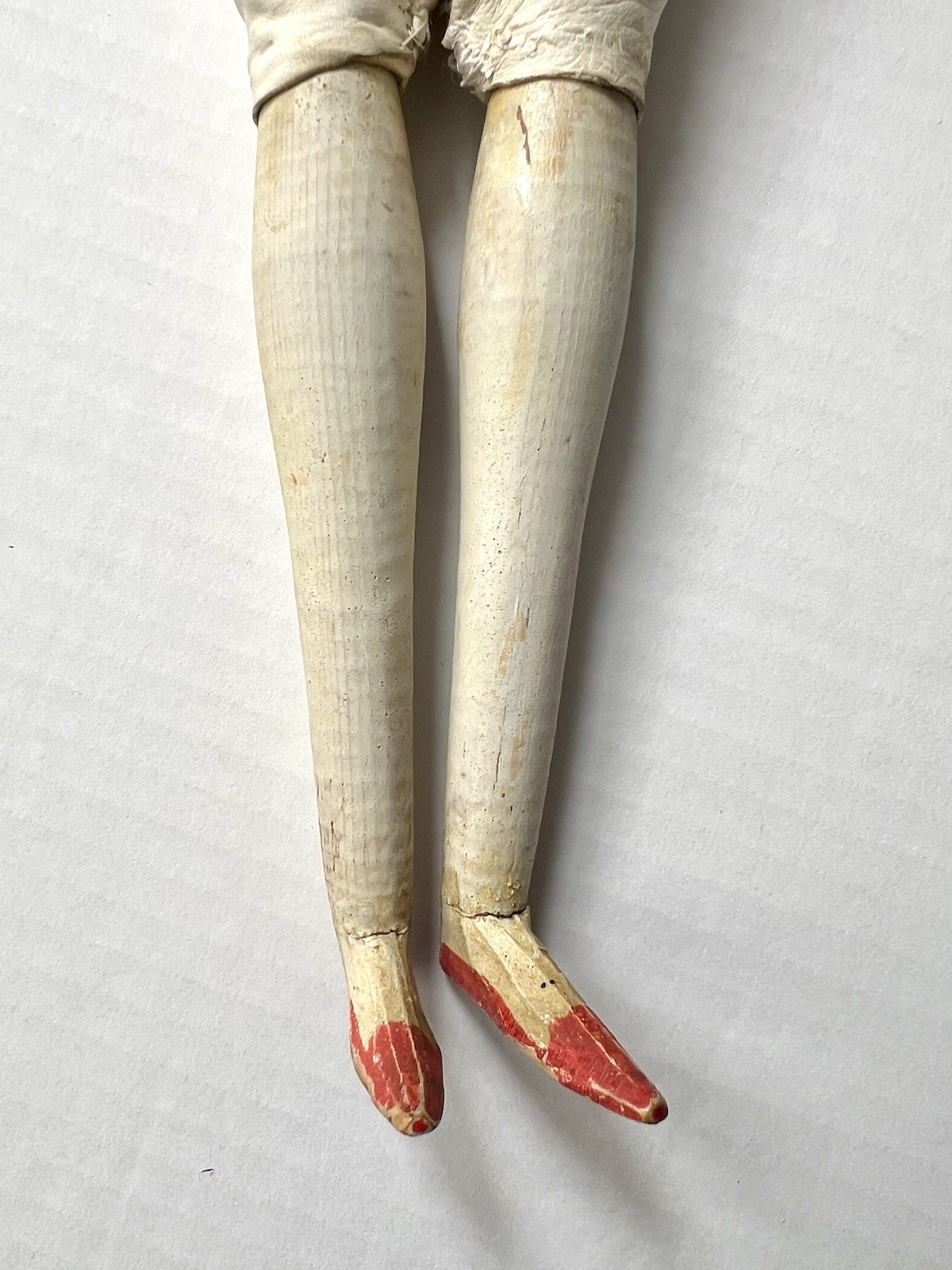 Rare 19th C Antique Paper Mache Milliners Model Doll Kid Leather Wood Limbs