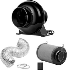 4-Inch Inline Duct Ventilation Fan with Air Carbon Filter 8-ft Ducting System