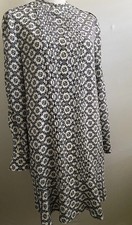 Tory Burch Silk Geometric Shirt Dress Flared Hem Button Front Long Sleeve Size 2
