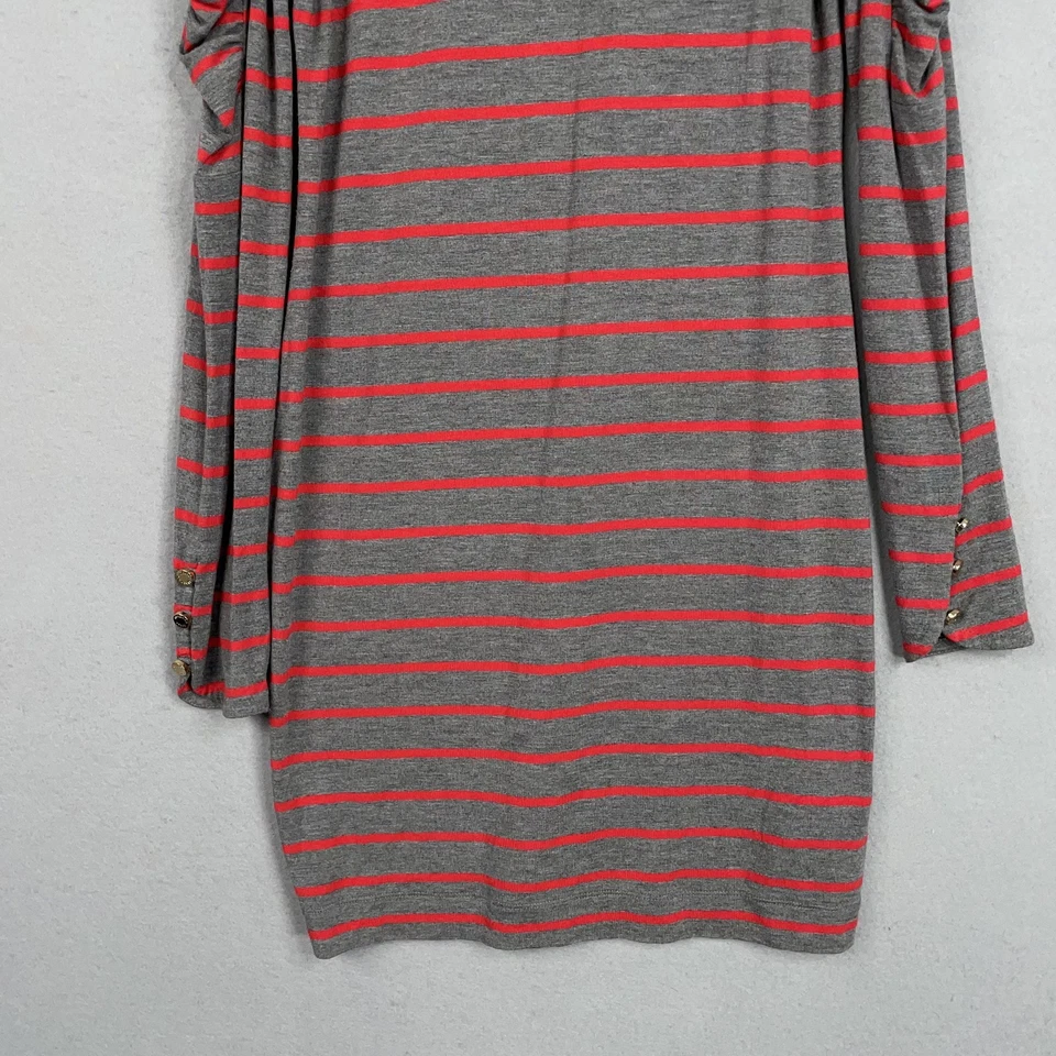 Vestido Juicy Couture Mujer Pequeño Gris Rojo Rayas Acanalado Manga Larga JG005115 Foto 3 de 4