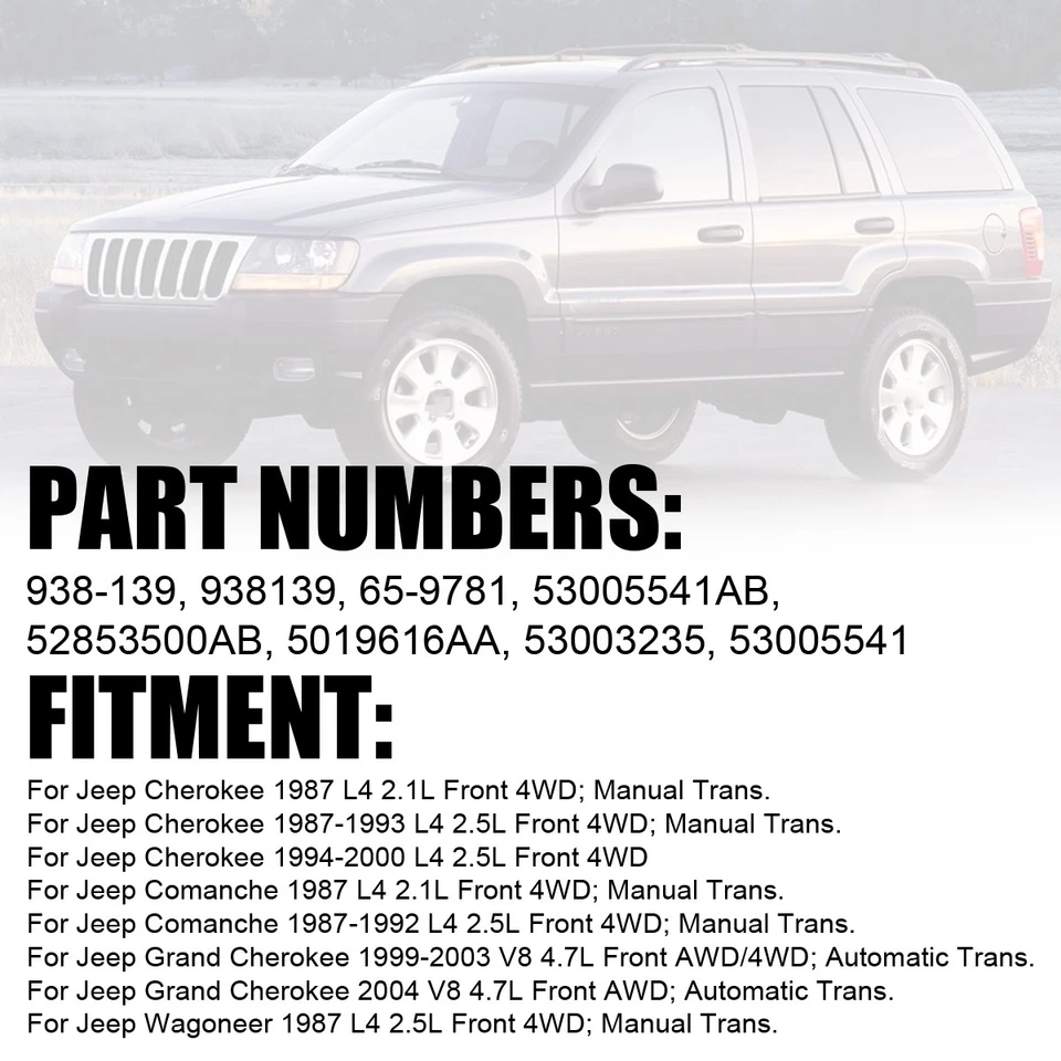 Front Driveshaft For Jeep Cherokee 1987-2000 Comanche 1987-1992 2.1/2.5L AWD 4WD Foto 3 de 4