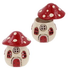 Shudehill Giftware Village Pottery Red Toadstool House Tealight Holder